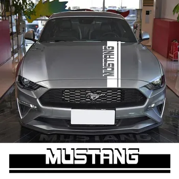 1 бр. модни състезания шарени автомобилни стикери за Ford Mustang, креативни декоративни фолио за капака, vinyl стикер, аксесоари