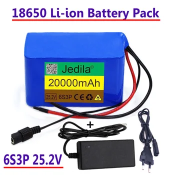 100% нов, висококачествен йонна батерия за электровелосипеда 6S3P 25,2 V 20AH 24V 18650, батерия за мотопед + зарядно устройство