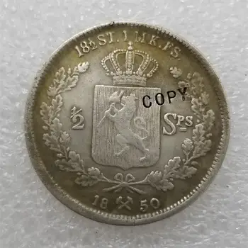 1850 Норвегия 1/2 ПРОБА DALER КОПИЕ МОНЕТИ възпоменателни монети-реплики на монети, медали, монети с колекционерска стойност