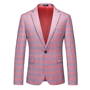 2023 нов мъжки бизнес облекло за почивка, яке, пролетно-есенни палта Senior sense, подходящ банда тенденция тънък розово каре