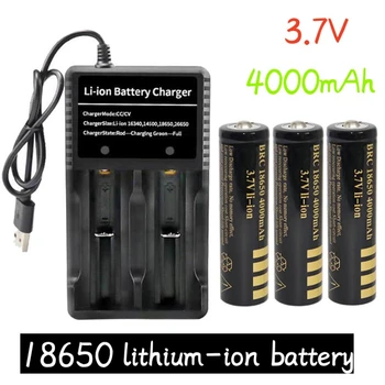 2023оригинальная литиево-йонна акумулаторна батерия 18650 4000 mah 3,7 В led фенерче + USB зарядно устройство