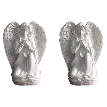 2X Полк със статуята на Ангел-пазител, декорация за хол, спалня, фигурки молящегося Херувим, очарователни фигурки на Ангели за Жени