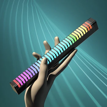 3D Гласово управление Звукосниматель Ритъм Светлини Компютърна Музика Гама от LED RGB Атмосфера на автомобила Индикатор за нивото на звука VU Метър