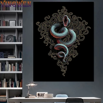 5D САМ диамантена живопис Змия модел Naughty картина Декор на стая Пълна с диамантени плочки с кристали Комплект за бродиране на животните кръстат бод