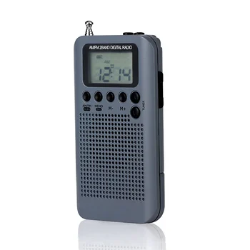 AM/ FM стерео радио Карманное 2-Полосное цифрова настройваеми радио Мини-приемник Външно радио Каишка за слушалки 1,3-инчов LCD дисплей