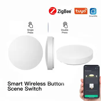 Aubess Sasha Smart Zigbee ключ безжичен ключ сцена, многорежимен remote switch с един/двойно кликване на мишката, работещ с Smart Life Портал