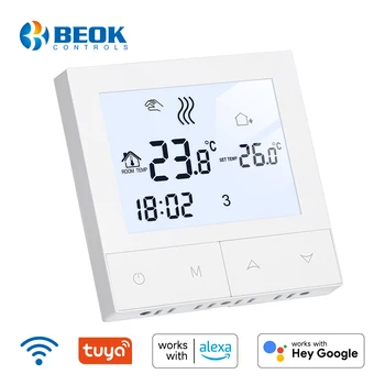 Beok WIFI Отопление Термостат с Притискателния Бутон за Газов Котел с Топла Пода 220 В Регулатор на Температура с Датчик