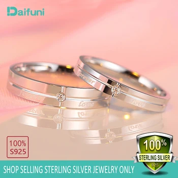 Daifuni Мода Чифт гладки пръстени от сребро 925 проба за жени, мъже, двойки, бижута сватба, подарък за годишнина от годеж