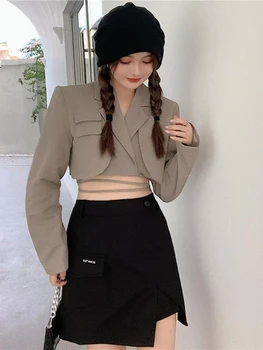 Flykcoozooi, сако, яке, намалено най-лентата, обикновена луксозни офис дамски палта, пролет 2022, дамски якета в корейски стил харадзюку