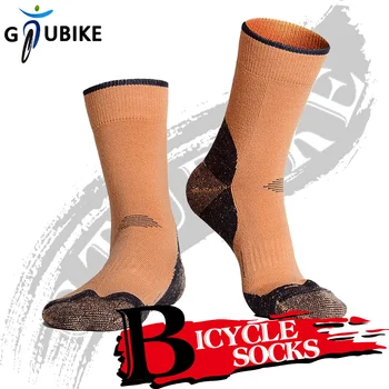 GTUBIKE Улични дебели чорапи Мъжки дамски Зимни катерене Туризъм, Колоездене, Спортни износоустойчиви вълнени чорапи с хавлиена кърпа на дъното
