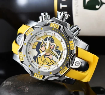 INVICTO Спортни мъжки кварцов часовник Reserve Болт Зевс Personality С Голям Циферблат 57 мм за Световното време На Ластик