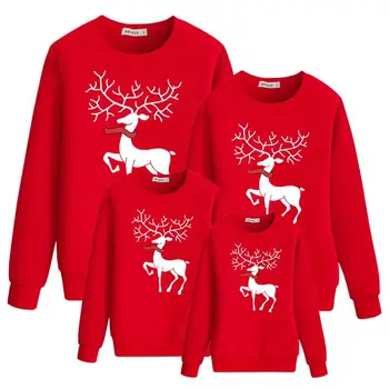 Jerseis Familiares Навидад, Коледен пуловер с принтом Лосове, е един и същ Дрехи за цялото Семейство, Пижами за Майки и Дъщери, Еднакви Комплекти за семейството