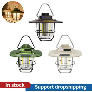 Led лампа за къмпинг, ретро подвесная лампа за палатка, водоустойчив къмпинг осветление с регулируема яркост за улична езда, аксесоари за къмпинг, на едро