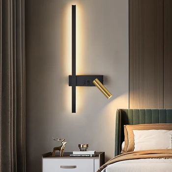 Led монтиран на стената лампа Модерен регулируеми въртящи прожектор с Двоен ключ прикроватного осветление Декоративен фон на стената на хола, с монтиран на стената лампа
