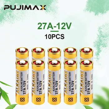 PUJIMAX 27A 12 10 бр. алкални батерии 27MN А27 за противоугонного устройства, заключване на пръстови отпечатъци, часа, крилото на разговора, за еднократна употреба суха батерия