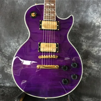 Purple LP Китара Extreme Екстремум-електрическа китара Flame Maple, Златна профили, Високо качество, Истинска фотоизложба безплатна доставка