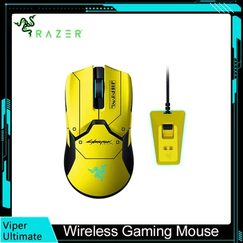 Razer Viper Ultimate Лесна безжична детска мишка и зарядно устройство за зареждане на RGB с оптичен сензор 20K DPI Cyberpunk 2077 Edition
