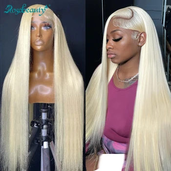Rosabeauty Блондинка 13X6 HD, прозрачни Перуки, изработени от Човешка Коса на дантели, бразилски директни 30 32 инча, 613 13x4, пред перука за жени