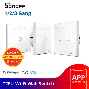 SONOFF T2EU TX Умен Wifi монтиран на стената lcd сензорен прекъсвач с Рамка Умен Дом 1/2/3 Банда 433 RF/Гласов/ПРИЛОЖЕНИЕ/Сензорно Управление за Работа С Алекса