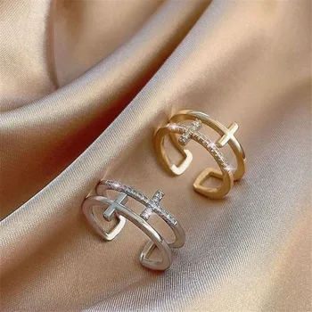 VENTFILLE сребърно-златен цвят, двухслойное корейското отворен пръстен за жени, сватбени аксесоари за момичета, модни подарък декорация, Директна доставка