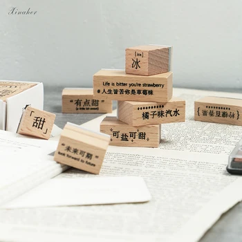 XINAHER 13 бр./компл. Китайски на английски печат серия DIY дървени гумени печати за scrapbooking офис консумативи на стандартен печат за scrapbooking