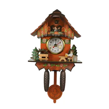 Антични дървени Стенни Часовници с Кукувица, Камбанка с Птичи Времето, Часовници-часовник Home Art Decor 006