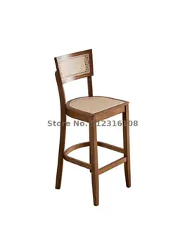 Бар стол домакински високо столче Nordic Light луксозен бар стол с облегалка за рецепцията творчески бар стол от ратан