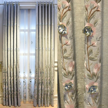 Бродирани синелью плат за пердета с релефни Американската лукс проста скандинавски модерна душ завеса за пода в дневната и спалнята нови продукти