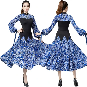 Висококачествено рокля за балните танци, дамски дрехи, за да се изяви, женски модерен стандартния вечерен костюм за танго, валс с дълъг ръкав