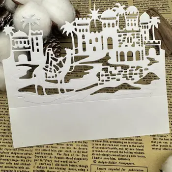 Град Витлеем рамка Метални режещи удари САМ Албум за scrapbooking Хартиени картички, Украса Занаяти Релеф, щанцоване ръчно изработени