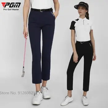 Дамски водоустойчив скъсяване на панталони за голф PGM, дамски ластични панталони за голф с висока талия, бързо съхнещи спортни панталони с дължина до глезена XS-XL