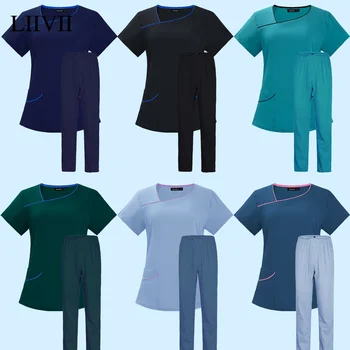 Дамски Мъжки униформи лекар, набор от ексфолианти за грижи, работни облекла медицински сестри, дамски дрехи, медицинско обслужване, работно облекло, топ и панталон, униформи