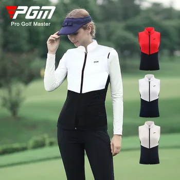 Дамско яке за голф PGM, жилетка, есен-зима, яка-часова, топли дрехи без ръкави, суперлегкая облекло за голф, спортни дрехи YF475