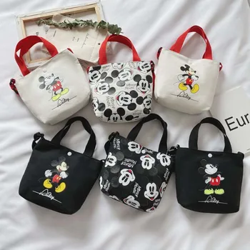 Детска чанта за през рамо Disney с анимационни принтом Мики и Мини Маус за момчета и момичета, богат на функции холщовая чанта за монети, подарък за рожден Ден