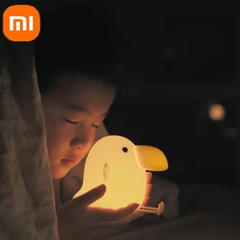 Детски лека нощ Xiaomi с анимационни силиконово сензорен датчик, детски нощна светлина, която се презарежда за детски подарък, хубава украса на стаята