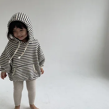 Детски пролетно-есенен пуловер Ins, нова корейска детски дрехи, универсални детски блузи на райета в западен стил за момчета и момичета