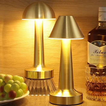 Дизайнерска настолна лампа-гъбичка, Безжичен лека нощ, Преносима Акумулаторна декоративна лампа, USB нощна лампа, пълноценната настолна лампа с регулируема яркост