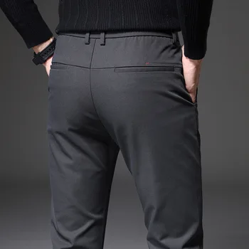 Есенно-зимни мъжки панталони, всекидневни разтеглив бизнес памучни сиви черни обикновена преки работни класически дълги панталони за мъжете