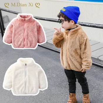 Есенно-зимно яке за новородени момчета, плюшевое палто за малки момичета 1-7 години, детска коледна дрехи, скъпа връхни дрехи за деца