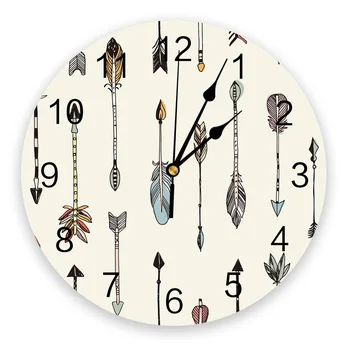 Етнически часовници със стрелки и писалка, начало декор за хола, големи Кръгли стенни Часовници, тъпо кварцов часовник настолен часовник, бижу спални, стенни часовници