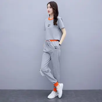 Жена Комплект от 2 теми, всекидневни спортен костюм в стил харадзюку, лятото на 2022, Нов корейски Свободен моден тренд, спортно Облекло За тренировки във фитнеса