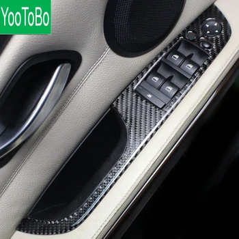 За BMW E90 Бутони за превключване стеклоподъемника от въглеродни влакна, декоративна рамка, за довършителни работи на вътрешните работи, на калъпи, на стикер серия 3 2005-2012