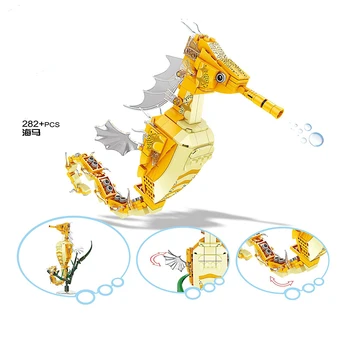 Забавна модел на океанските животни Hippocampus Japonicus, украса за офис бюрото, строителни блокове, тухли, Играчки, подаръци