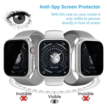 Защитно Стъкло + Калъф за Apple Watch 45 мм 41 мм 44 мм 40 мм и Закалена, който предпазва От Надзъртане Екран, Защитен Калъф За iWatch 8 7 6 5 4 SE 3