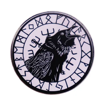 Икона с Овца Викинга Один на ревера, Руническа Магия Компас, Эмалевые Игли, Бижута