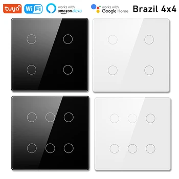 Интелигентен ключ на светлината на Hristo WiFi Бразилия 4x4 тъчпад 4/6 групи led ключове SmartLife приложение работата с Алекса Google Home
