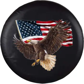 Калъф за резервна гума, чанта за колело с американския орел, знаме на САЩ, PVC, водоустойчив, пыленепроницаемый, за къмпинг, 14 15 16 17 инча