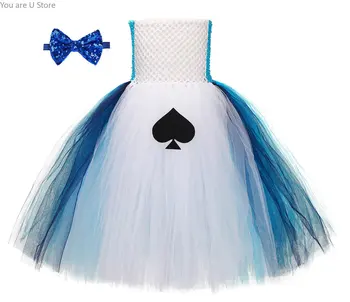 Карнавальное дълга рокля Алиса в Страната на чудесата на Хелоуин за момичета, костюми за cosplay в ТЕЛЕВИЗИЯ и филми за момичета