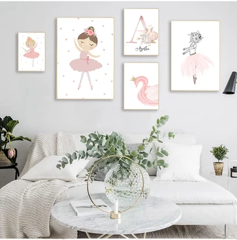 Картина с изображение на заек върху платно, на потребителя с потребителско име момичета, принт заек, стенно изкуство в детската градина, картини с розови цветя, декорация на детски стаи в скандинавски стил