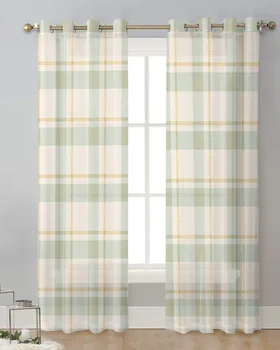 Клетчатая геометрична завеса в минималистичном стил, тюлевые пердета за хола, кухненски пердета за обработка на прозорци, завеси вуалевые
